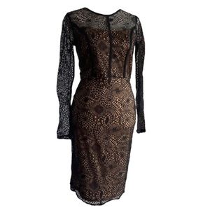 FOREVER 21 Lace Dress Black Taupe Small Webbing Midi WitchyCore Plazacore